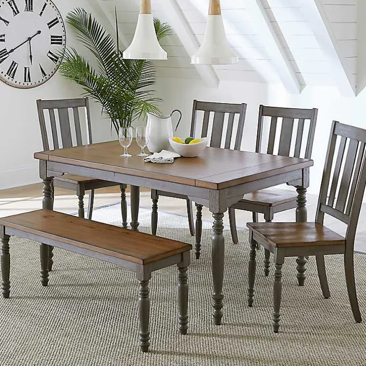 Brown and Gray Wooden Dining Bench