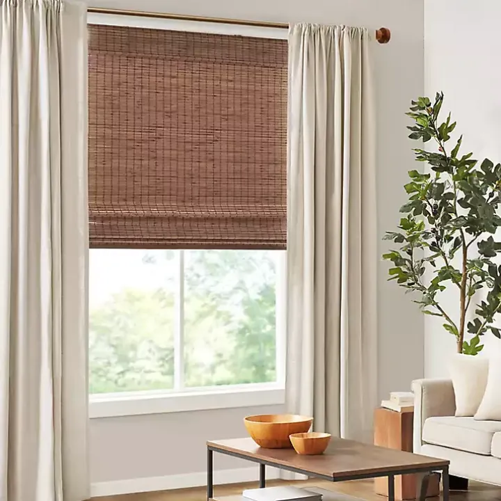 Brown Bamboo Light Filtering Roman Shade, 31 in.