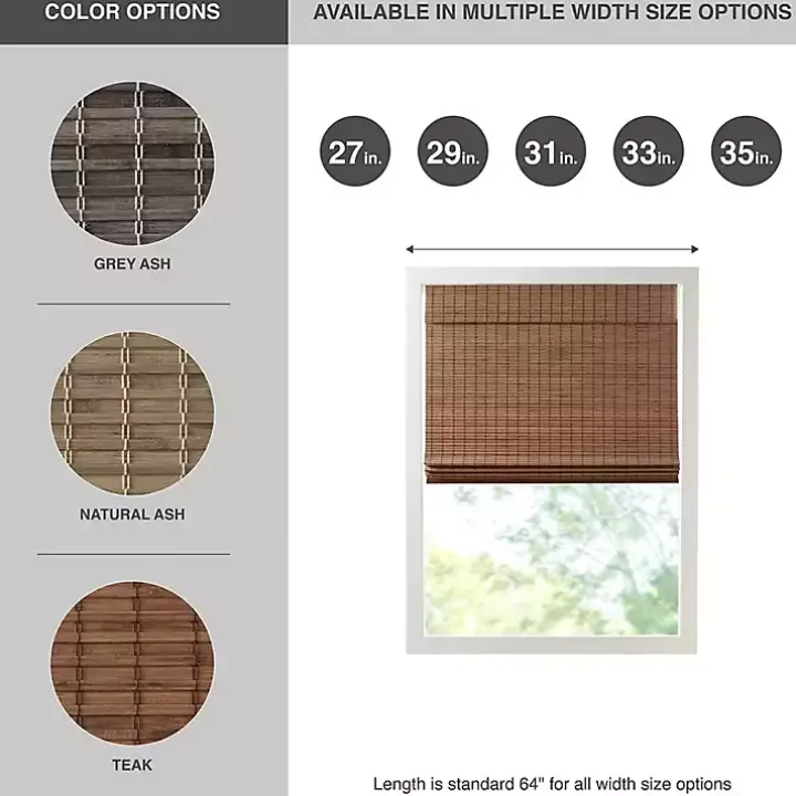 Brown Bamboo Light Filtering Roman Shade, 31 in.