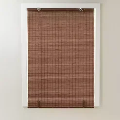 Brown Bamboo Light Filtering Roman Shade, 33 in.