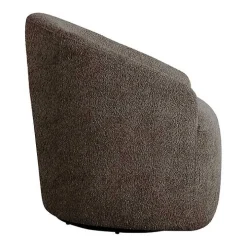 Brown Boucle Barrel Swivel Accent Chair