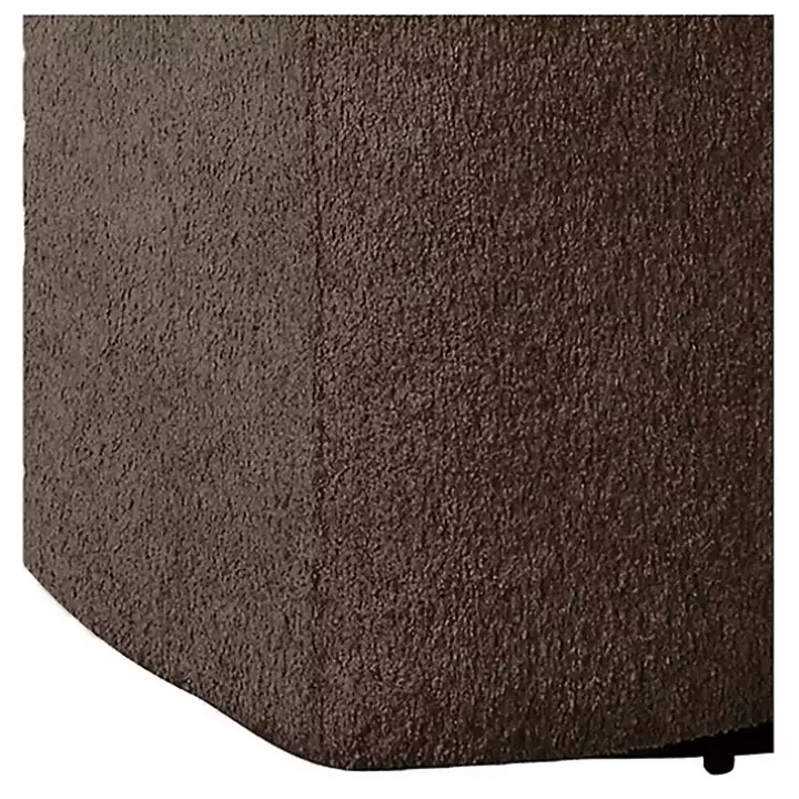 Brown Boucle Barrel Swivel Accent Chair