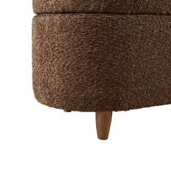 Brown Boucle Flip-Top Storage Bench