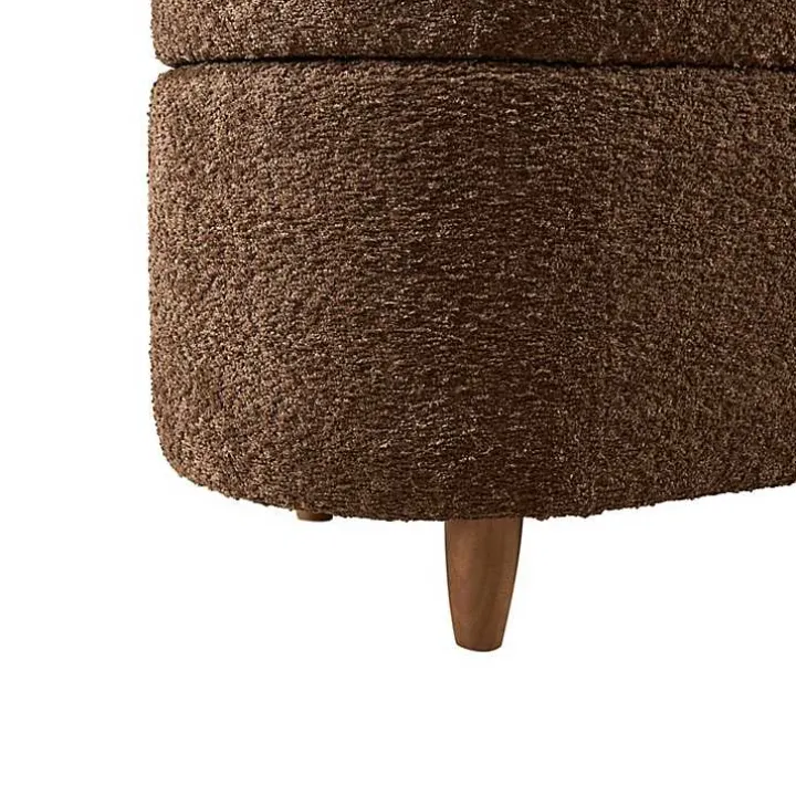 Brown Boucle Flip-Top Storage Bench