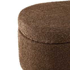 Brown Boucle Flip-Top Storage Bench