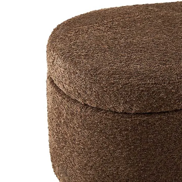 Brown Boucle Flip-Top Storage Bench