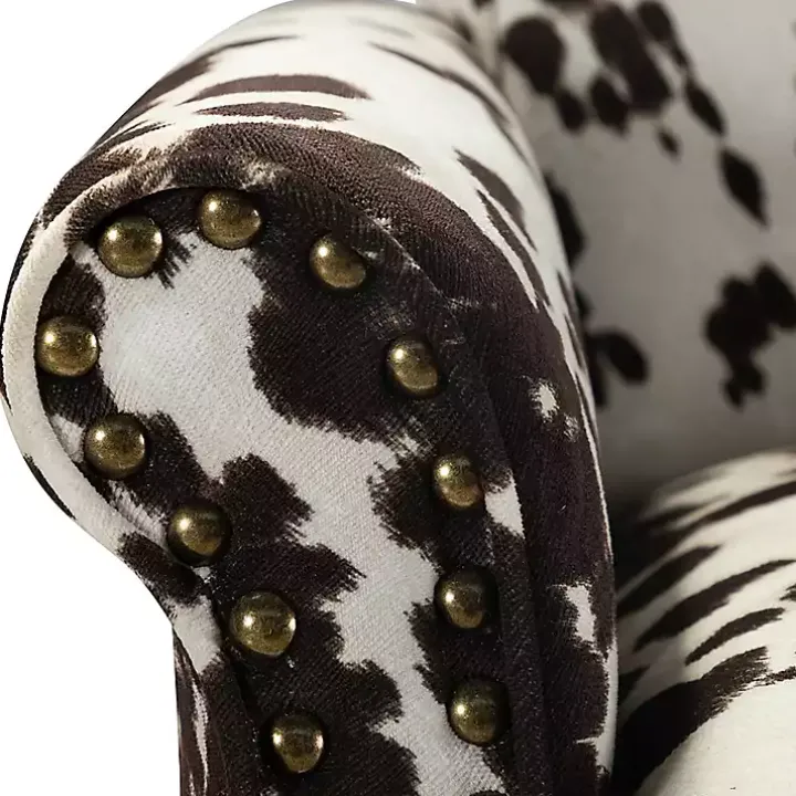 Brown Cow Print Upholstered Accent Chair