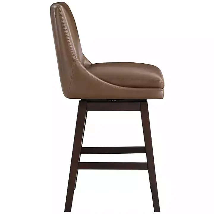 Brown Faux Leather Alli Swivel Counter Stool