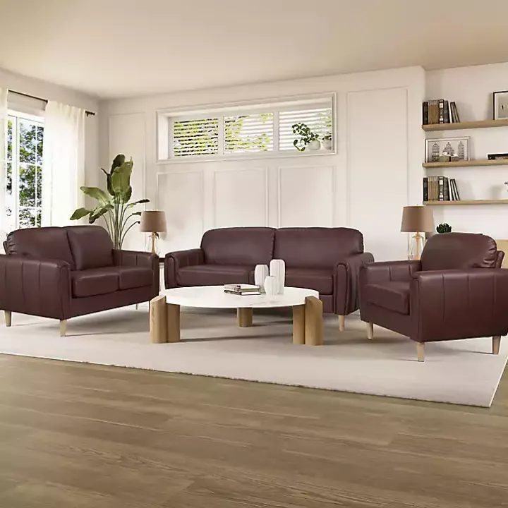 Brown Faux Leather Lyon Sofa