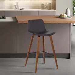 Brown Faux Leather Maddie Bar Stool