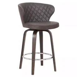 Brown Faux Leather Mynette Swivel Stool, 36 in.