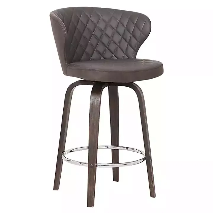 Brown Faux Leather Mynette Swivel Stool, 40 in.