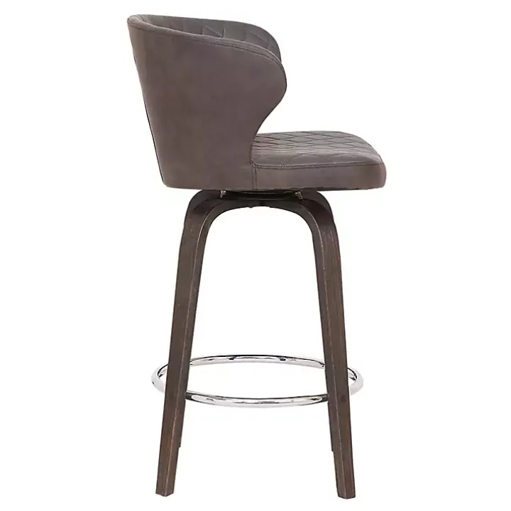 Brown Faux Leather Mynette Swivel Stool, 40 in.
