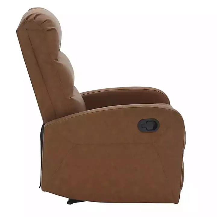 Brown Faux Leather Upholstered Slim Recliner