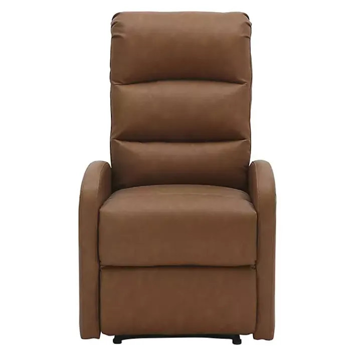 Brown Faux Leather Upholstered Slim Recliner