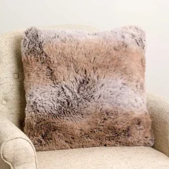 Brown Faux Wolf Fur Pillow