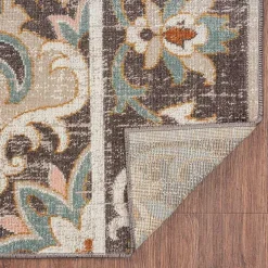 Brown Floral Medallion Outdoor Area Rug, 5x7