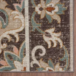 Brown Floral Medallion Outdoor Area Rug, 5x7
