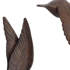 Brown Flying Birds Wall Sculptures, Set of 3