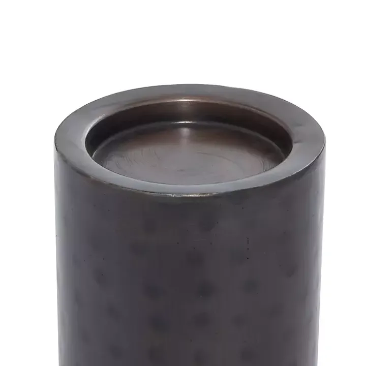Brown Hammered Metal Candle Holders, Set of 3