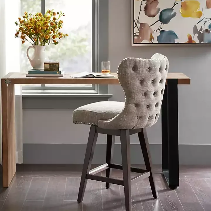 Brown Ivey High Wingback Swivel Counter Stool