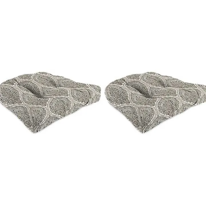 Brown Medallion Outdoor Chair Cushions, Set of 2