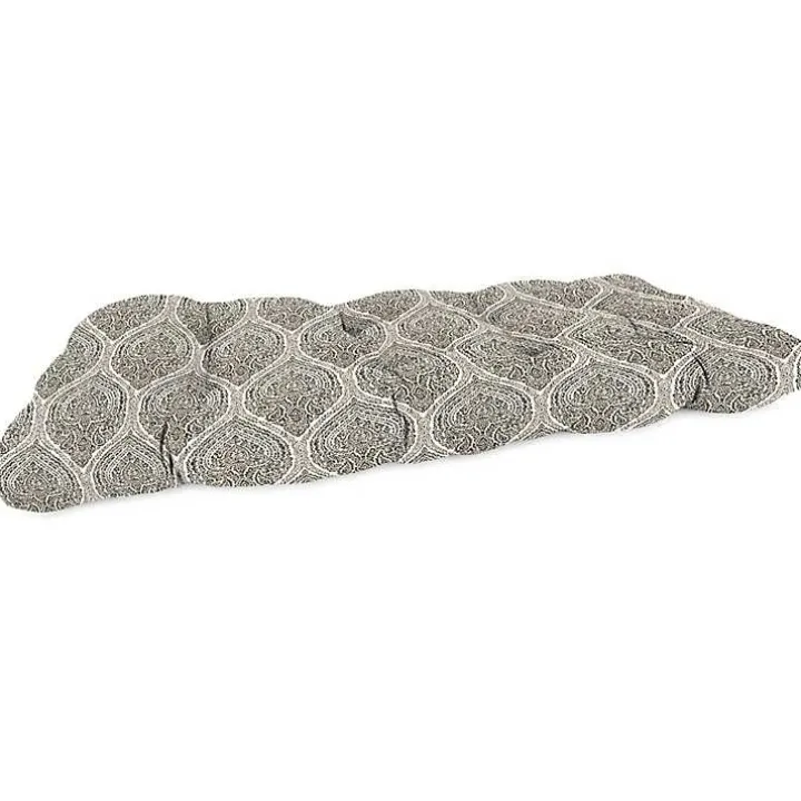 Brown Medallion Tufted Outdoor Bench Cushion