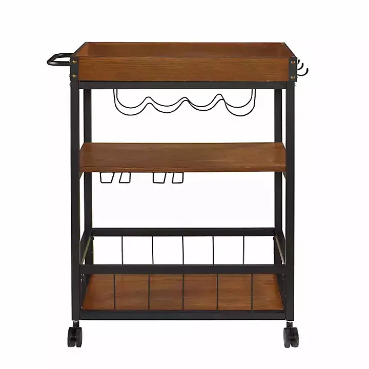 Brown Norcross Industrial Rolling Bar Cart