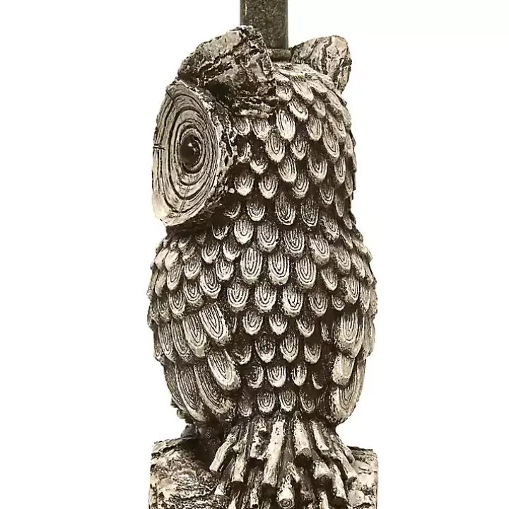 Brown Owl and Green Shade Table Lamp