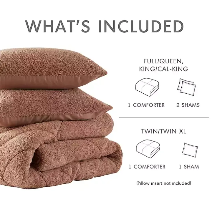 Brown Quilted Teddy 3-pc. Full/Queen Comforter Set