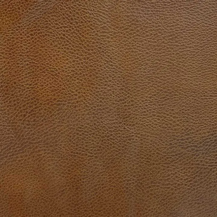 Brown Round Faux Leather Tufted Storage Ottoman