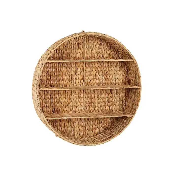 Brown Sea Grass Woven Round Wall Shelf