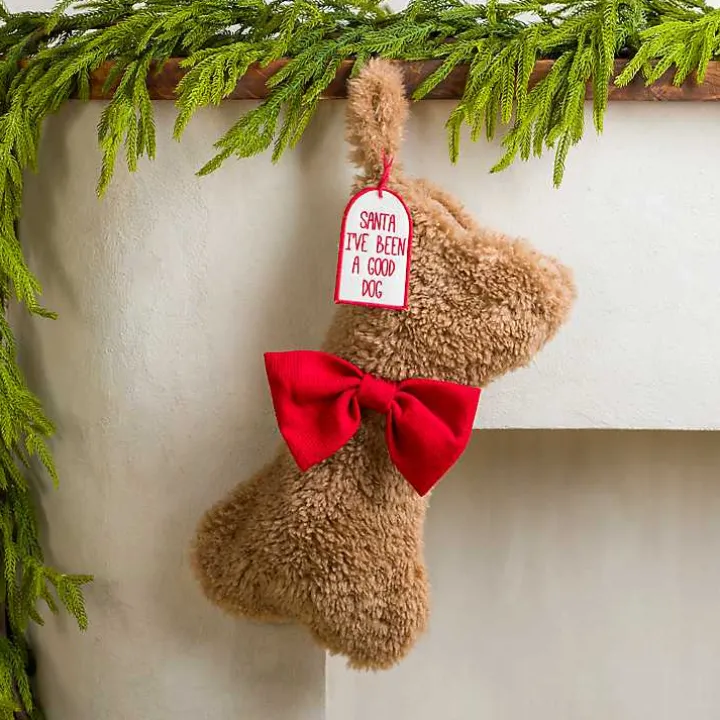 Brown Sherpa Dog Bone Stocking