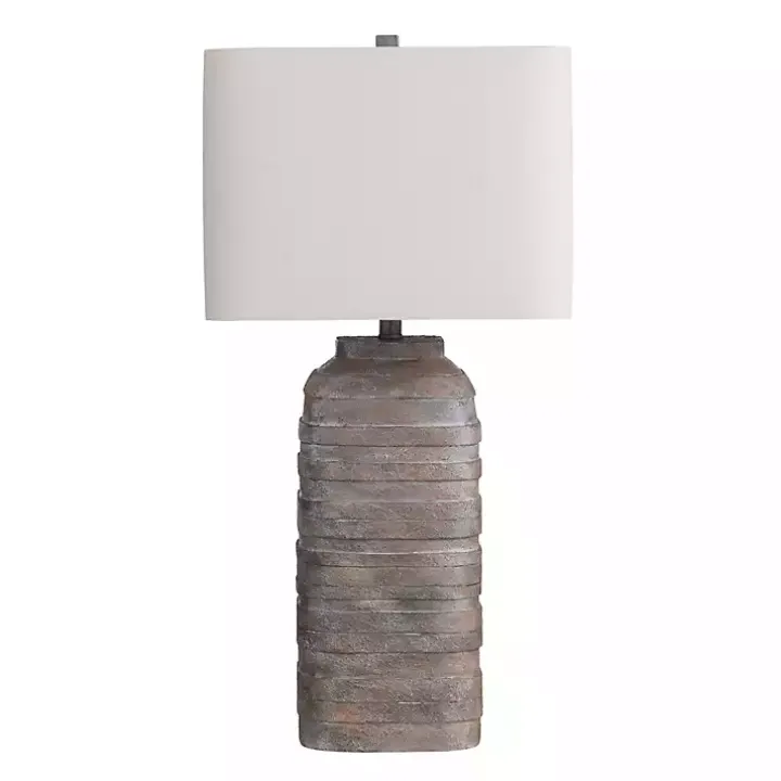 Brown Textured Rectangle Shade Table Lamp