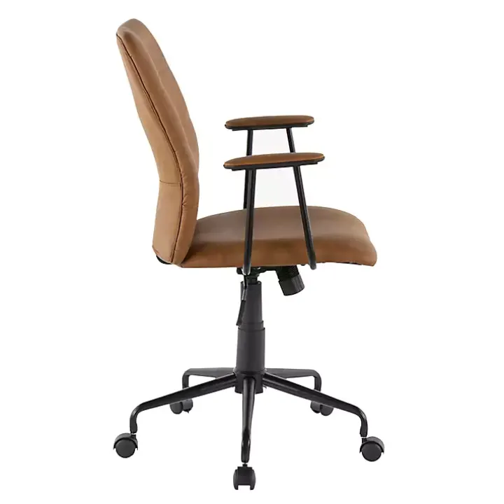 Brown Tufted Faux Leather Office Chair