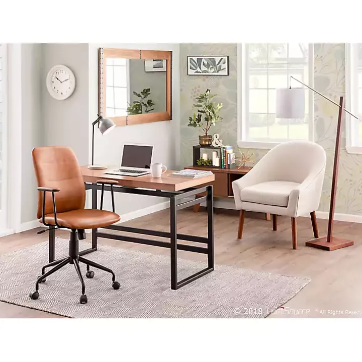 Brown Tufted Faux Leather Office Chair