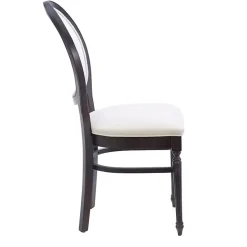 Brown Upholstered Oval Dining Chairs, Set of 2