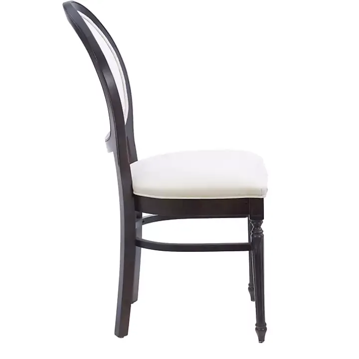 Brown Upholstered Oval Dining Chairs, Set of 2