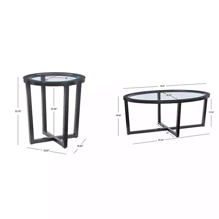 Brown Wood & Glass Top 3-pc. Table Set