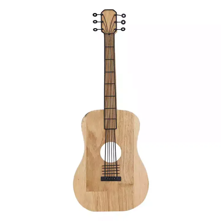 Brown Wood Acoustic Guitar Wall Plaque