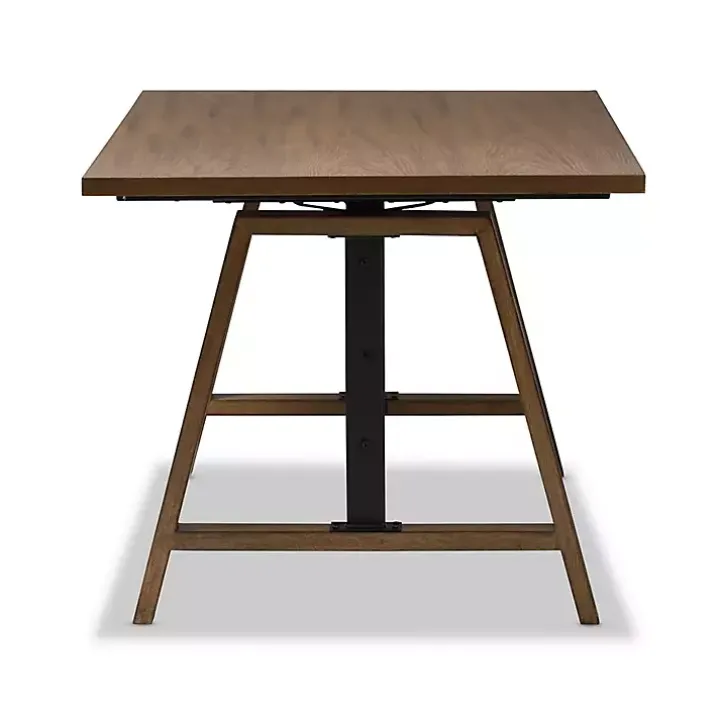 Brown Wood and Metal Linear Base Desk