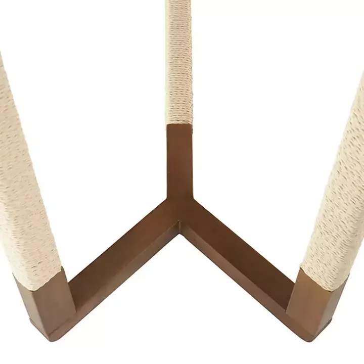 Brown Wood and Rope Geometric Console Table