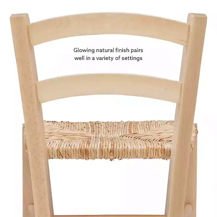 Brown Wood and Seagrass Counter Stools, Set of 2
