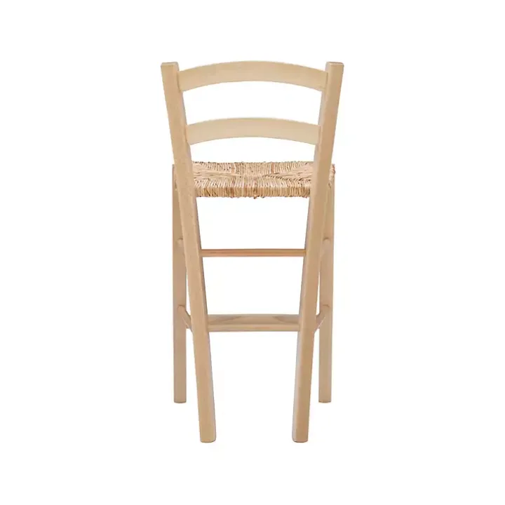 Brown Wood and Seagrass Counter Stools, Set of 2