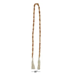 Brown Wood Beads Cream Tassel Garland