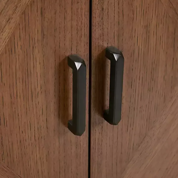 Brown Wood Frame Metal Base 2-Door Cabinet