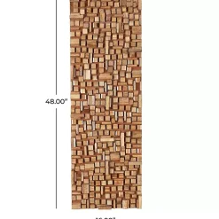 Brown Wood Geometric Block Wall Plaque, 16x48 in.