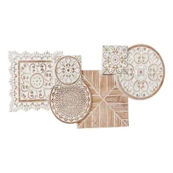 Brown Wood Geometric Layered Shapes Wall Plaque