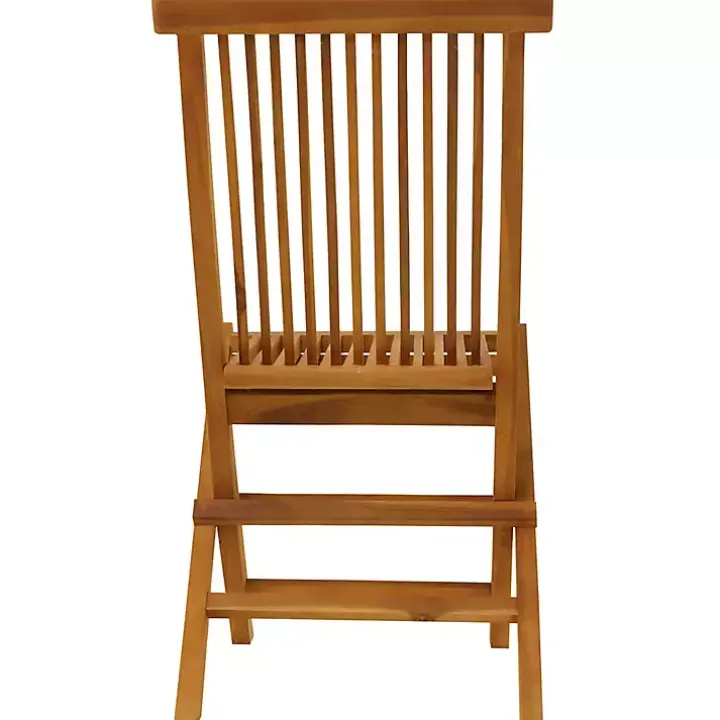 Brown Wood Outdoor Folding Dining Chairs, Set of 2