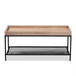 Brown Wood Raised Edge Coffee Table